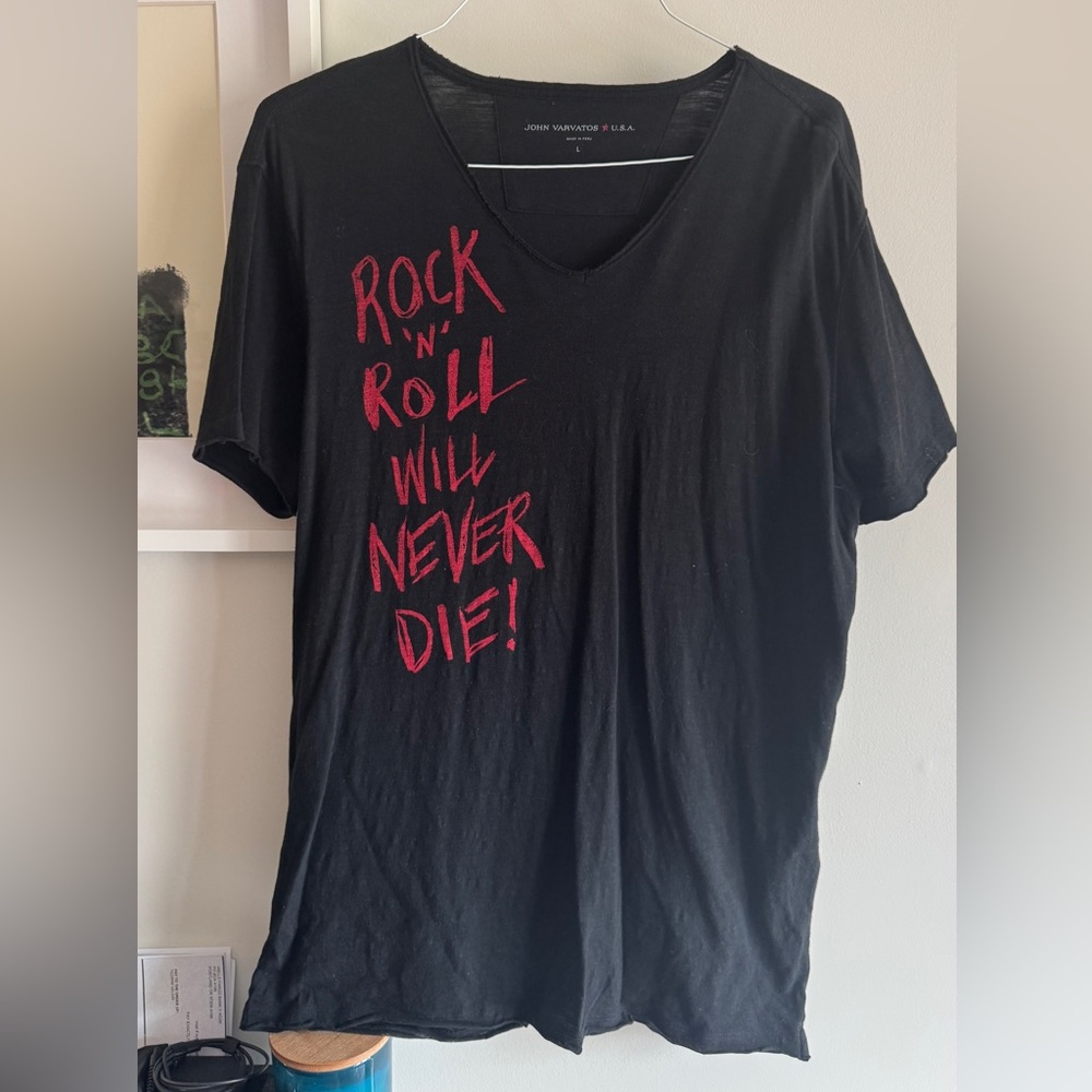 JOHN VARVATOS Men's Rock'n'roll Will Never Die Graphic T-shirt In Black